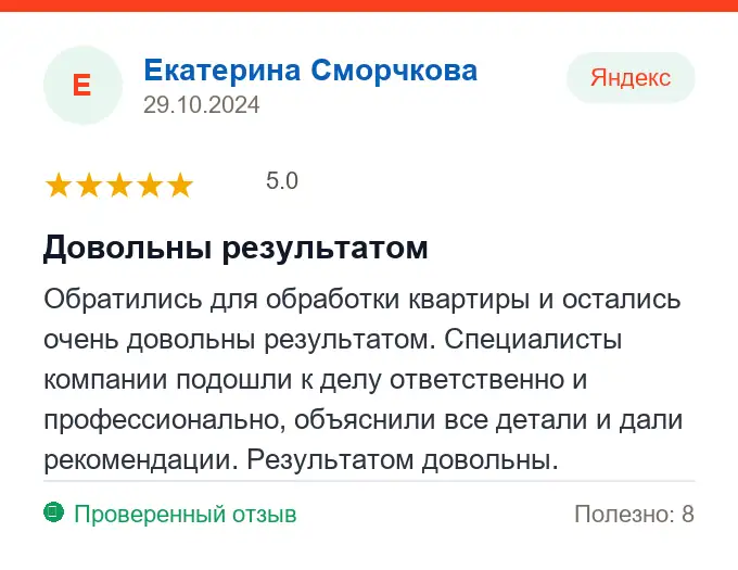 Отзыв Екатерина Сморчкова: Довольны результатом